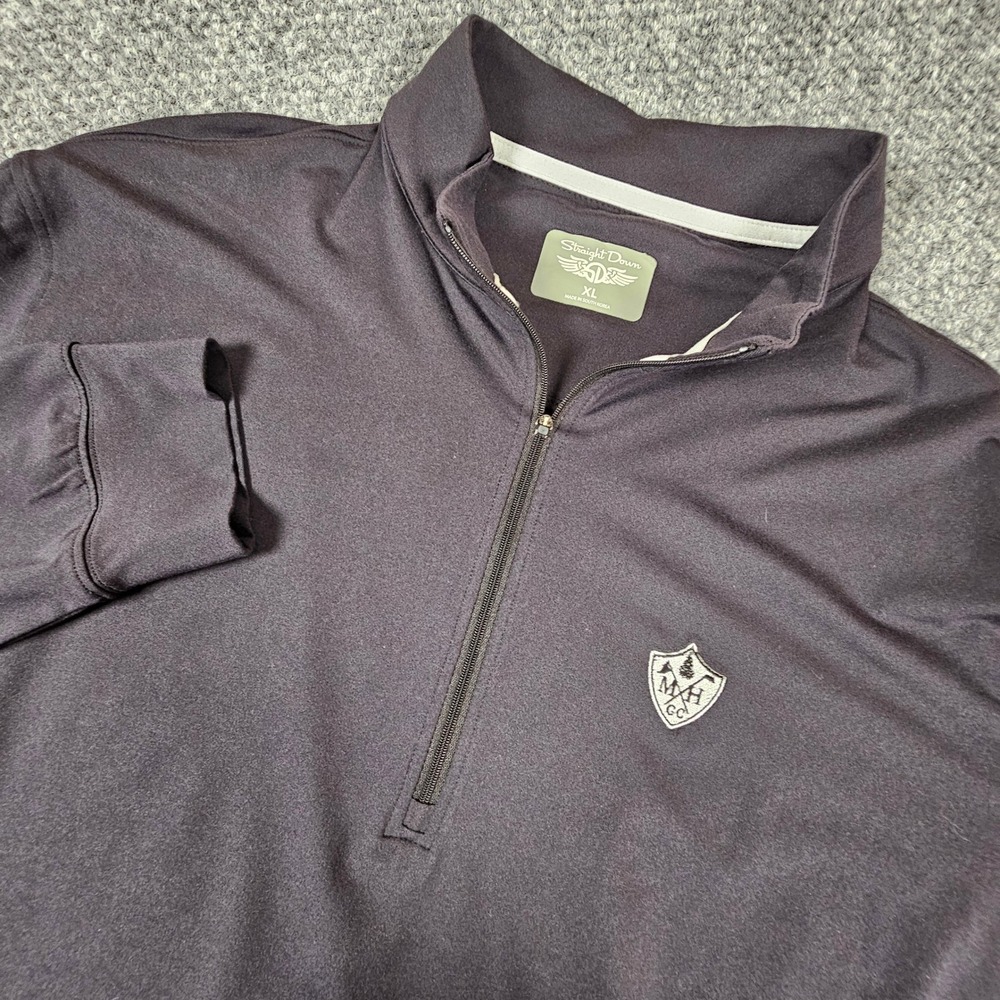 Straight Down Performance Golf Mens XL Quarter Zip Pullover Black Long Sleeve